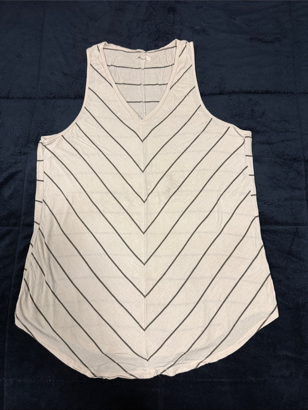 Maurices White Tank Top with Olive Green Chevron Stripes